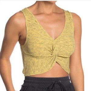 Free People Movement Yellow New Moon Twisted Crop Sleeveless Tank Top - Size S